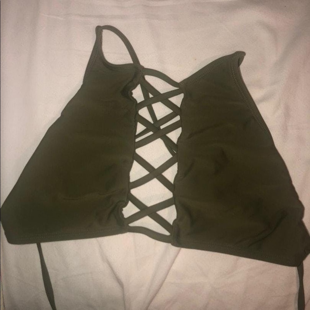 Army green bikini top